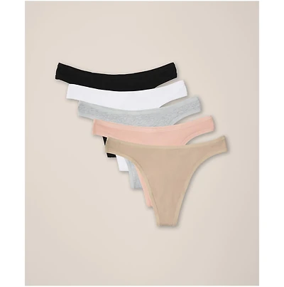 Pact Everyday Mid Rise Thong 5-Pack