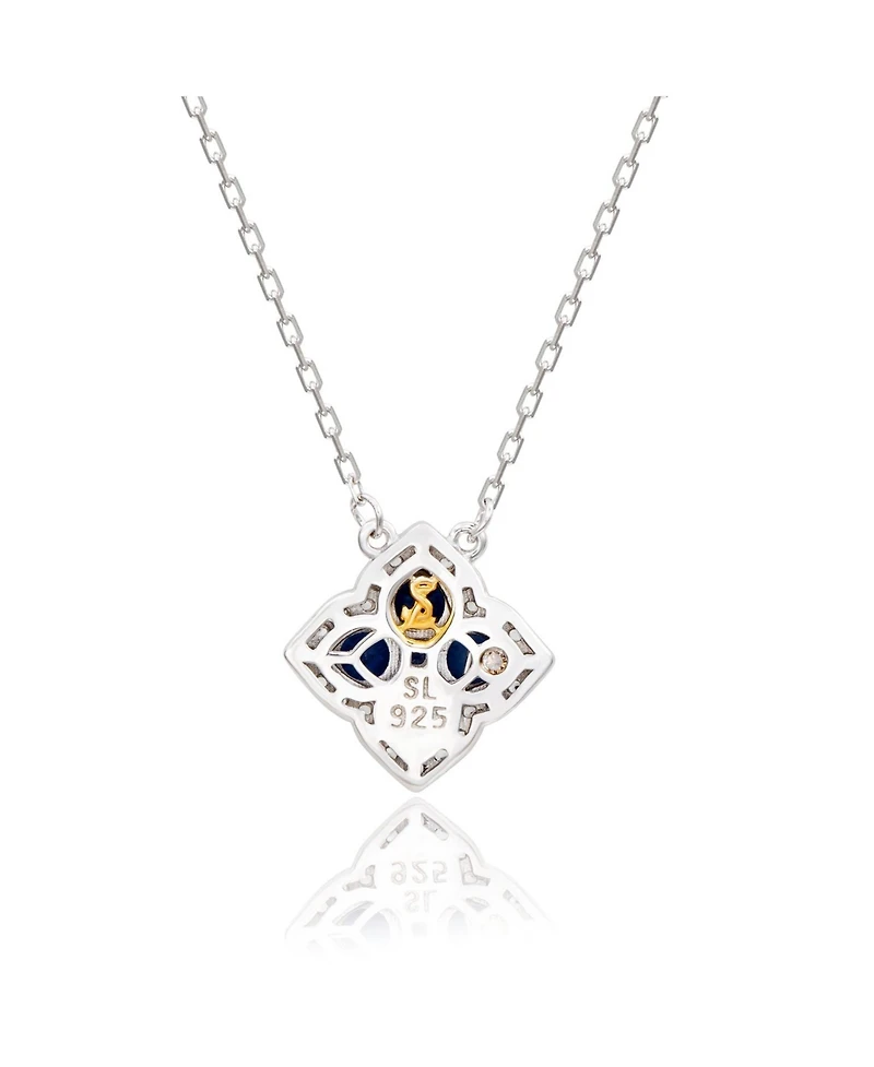 Suzy Levian New York Sterling Silver Sapphire & Created White Clover Flower Necklace