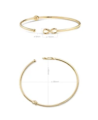 Devata Infinity Bangle Bracelet in 14K Gold, Fits Small to Medium Wrist, approx. 3.2 grams