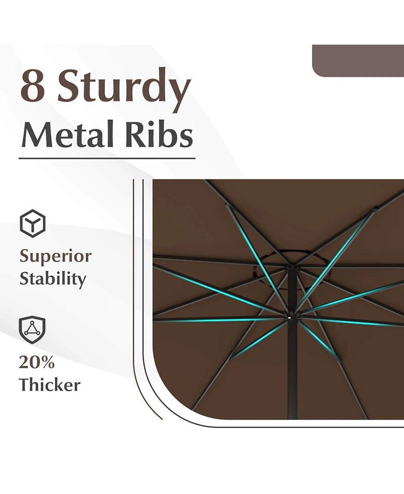 Costway 12 Ft Patio Umbrella Outdoor Market with Crank Handle 8 Sturdy Ribs