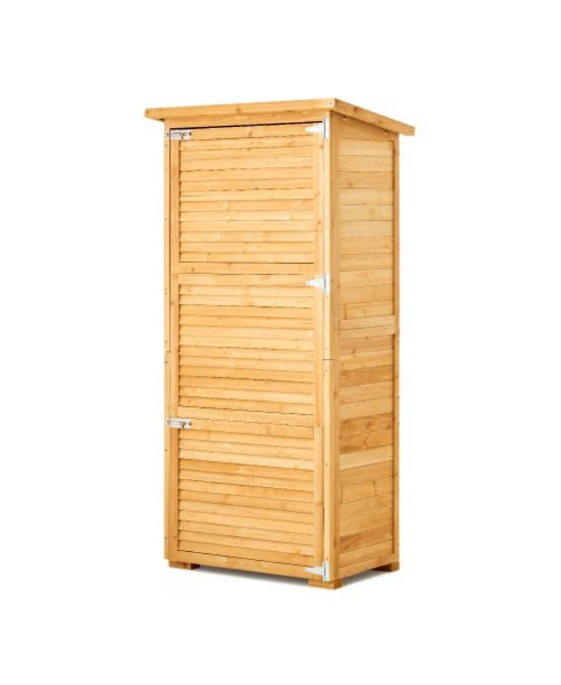 Slickblue Outdoor Wooden Storage Shed, Waterproof Garden Tool Metal Shed with Lock