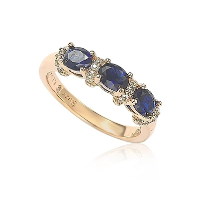 Suzy Levian Sterling Silver Natural Sapphire & Created White Half Band