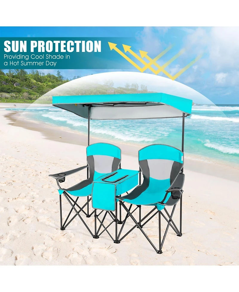 Portable Folding Camping Canopy Chair with Cup Holder