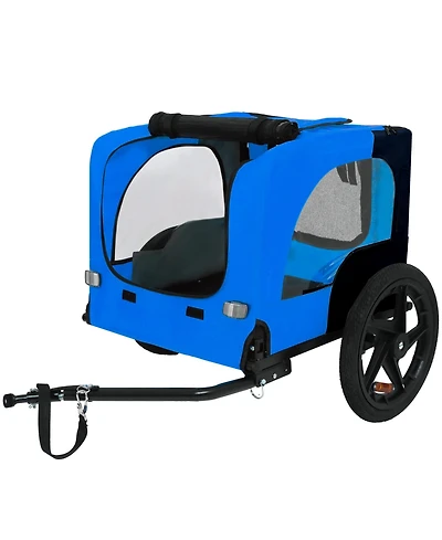Aostirmotor Pet Bike Trailer,Suitable for Small & Medium Pets Easy Folding Cart Frame Quick Release Wheel Blue