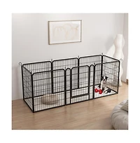 Aostirmotor Black Panels 31.7 in H. Heavy Duty Metal Pet Exercise Pen with Door for Outdoor
