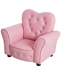 Maison Boucle Kids Tufted Armchair with Crystal Accents, Pink Toddler Sofa for Girls Bedroom or Playroom-Maison Boucle
