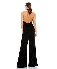 Mac Duggal Women's Black Tuxedo Halter Jumpsuit