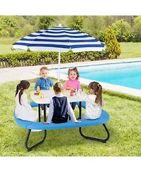 Kids Picnic Table Outdoor Activity Table with Adjustable & Collapsible Umbrella