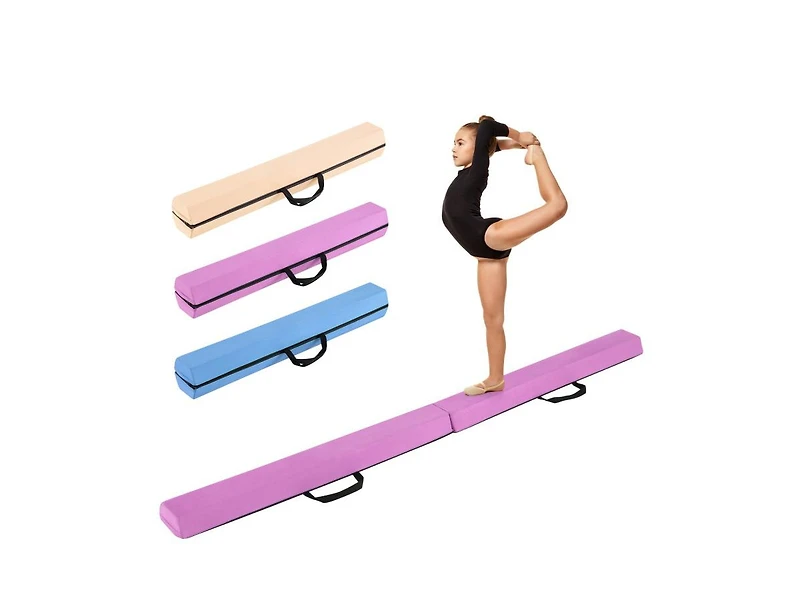 Akiudex 7FT Foldable Gymnastics Balance Beam with Suede Cover and Eva Foam