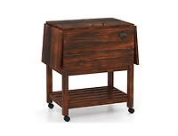 Akiudex Wooden Patio Cooler Ice Chest with 54QT Capacity and Wheels