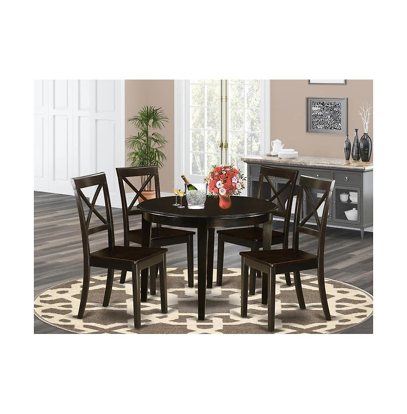 East West Furniture 5 Pc small Kitchen Table set-round Table and 4 Kitchen Chairs