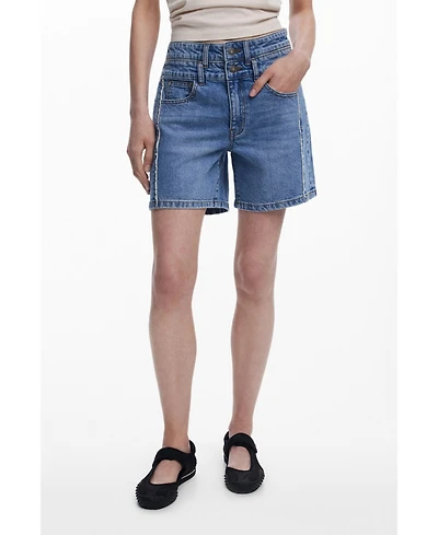 Desigual Women's Denim Bermuda shorts with stitching