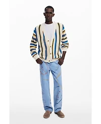 Desigual Men's Striped knit cardigan