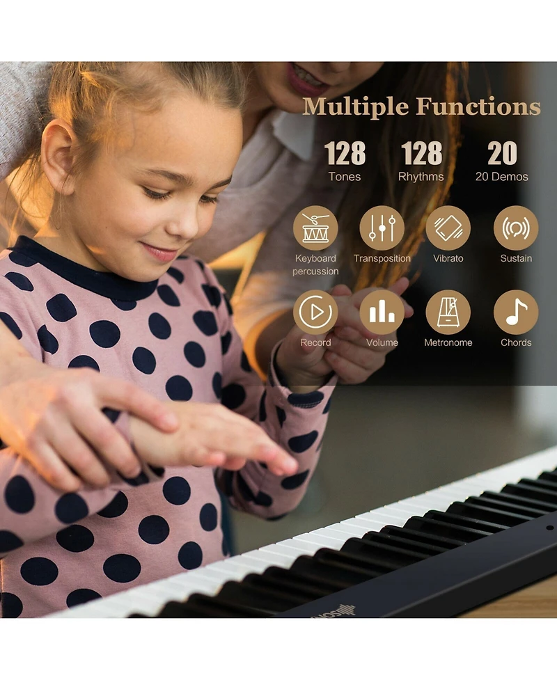 88-Key Foldable Digital Piano with Midi and Wireless Bluetooth
