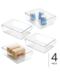 mDesign Fridge Storage Tray with Handle - Set of 4 - Clear