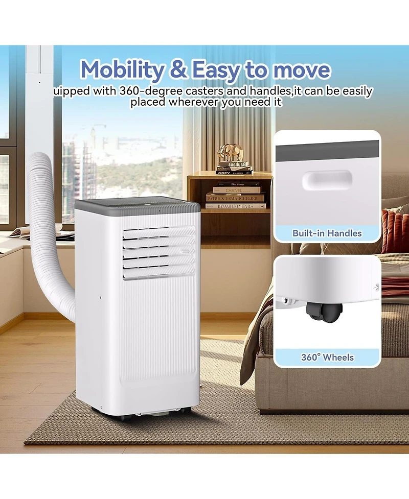 gaomon 8,000 Btu Portable Air Conditioner - Flarhetoric 3-in-1 Cooling/Fan/Dry Unit for 420 Sq. Ft, Low Noise for Home & Office, White & Gray