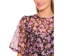CeCe Women's Balloon Sleeve Crew Neck Top