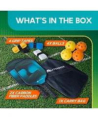 Outdoor Cruiser Pickleball Paddle Set – Usapa Approved, Premium Fiberglass Paddles with Lightweight Shock-Absorbing Grip, Includes 2 Rackets, 4