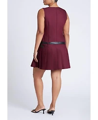 Eloquii Women's Plus Pleated Mini Dress With Belt
