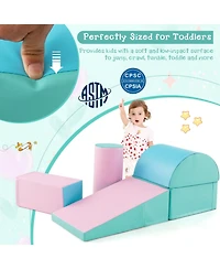Akiudex 5-Piece Soft Foam Toddler Playset with Stackable Blocks and Pu Covers