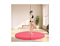Akiudex 59inch Round Folding Pole Dance Mat with 3in Foam and Pu Leather Cover