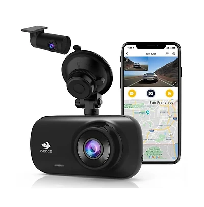 Z-edge Z3D-WiFi Dual Dash Cam – 4K Uhd Front + 1080P Rear, Wi-Fi, Gps, Parking Mode & G-Sensor, Night-Vision, Loop Recording, 155° Wide Angle