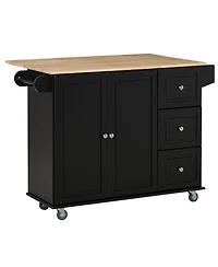 Halifax North America Black Culinary Aid: Kitchen Island Cart with Versatile Storage