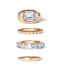 Jessica Simpson 4-Piece Textured Gold-Tone Ring Set