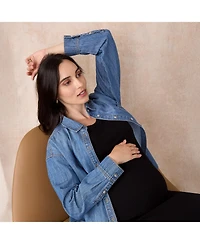Motherhood Maternity Long Sleeve Button-Up Denim Shirt 