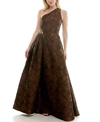 Taylor Women's Brocade One-Shoulder Sleeveless Dress