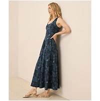 Pact Women's Fit & Flare Open Back Maxi Dress
