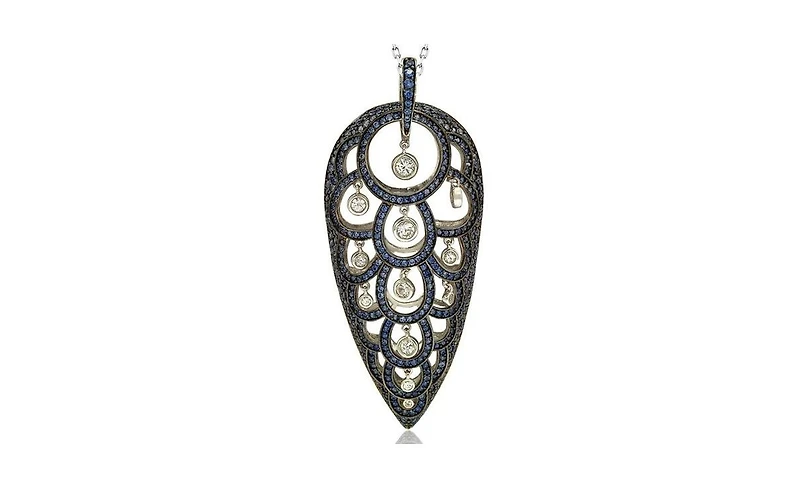 Suzy Levian New York Suzy Levian Sterling Silver Sapphire & Created White Sapphire Pave Necklace