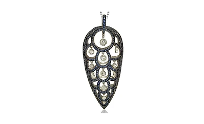 Suzy Levian New York Suzy Levian Sterling Silver Sapphire & Created White Sapphire Pave Necklace