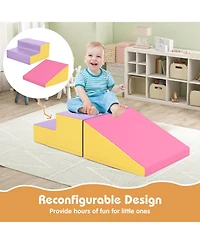 Akiudex 2-Piece Soft Foam Step and Slide Climber with Pu Cover for Toddlers