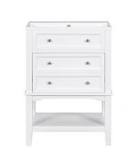Casainc 24" Bathroom Vanity with Sink, Cabinet with Drawer and Open Shelf, Solid Wood Frame