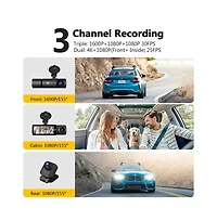 Z-edge 3-Channel Touch Screen Ir Night Vision and Super Capacitor 4K Dash Cam
