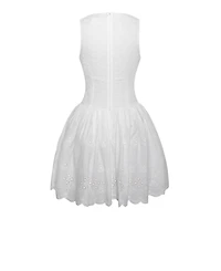 Miss Circle Women Aaliyah White Eyelet Plunging Halter Drop Waist Mini Dress