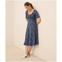 Pact Women's Organic Cotton Fit & Flare Scoop Midi Dress