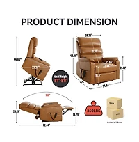 Grey Faux Leather Power Lift Chair with Heat, Massage & Dual Motor, Heavy Duty Recliner for Elderly with Remote-Maison Boucle