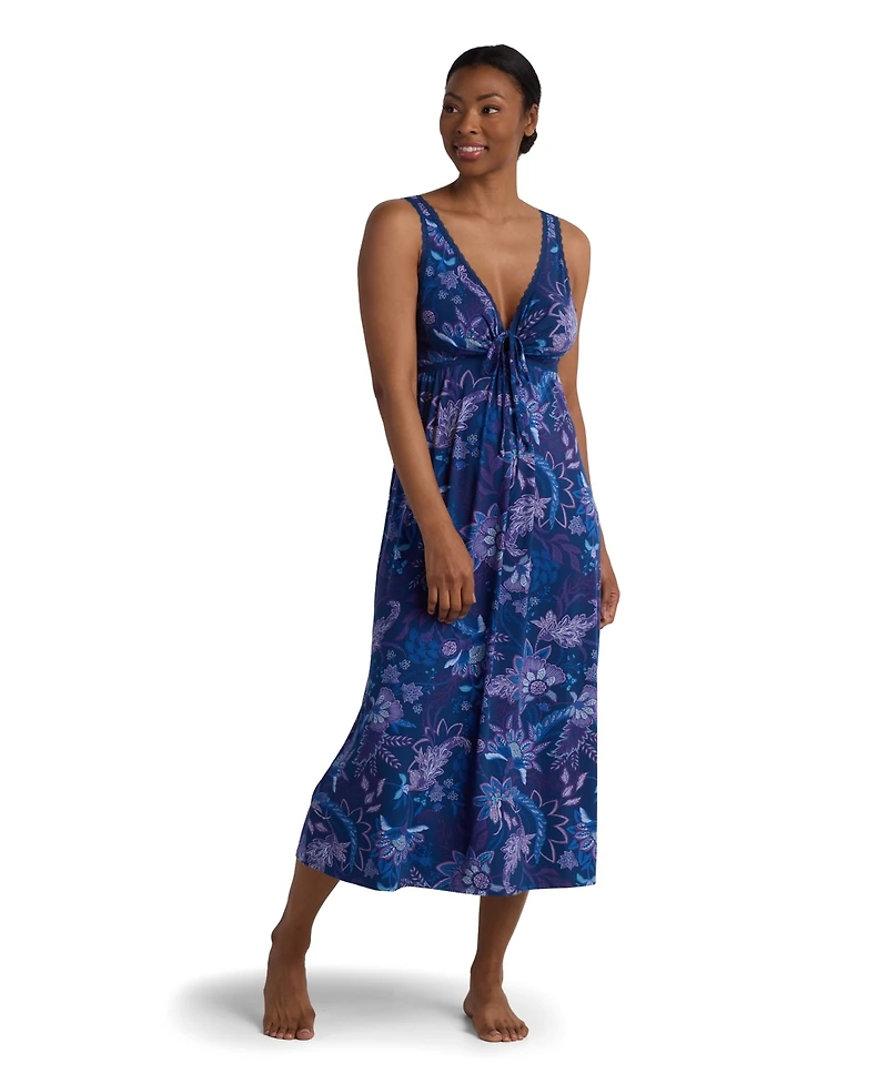 Miss Elaine Women's Sleeveless Printed Long Dress