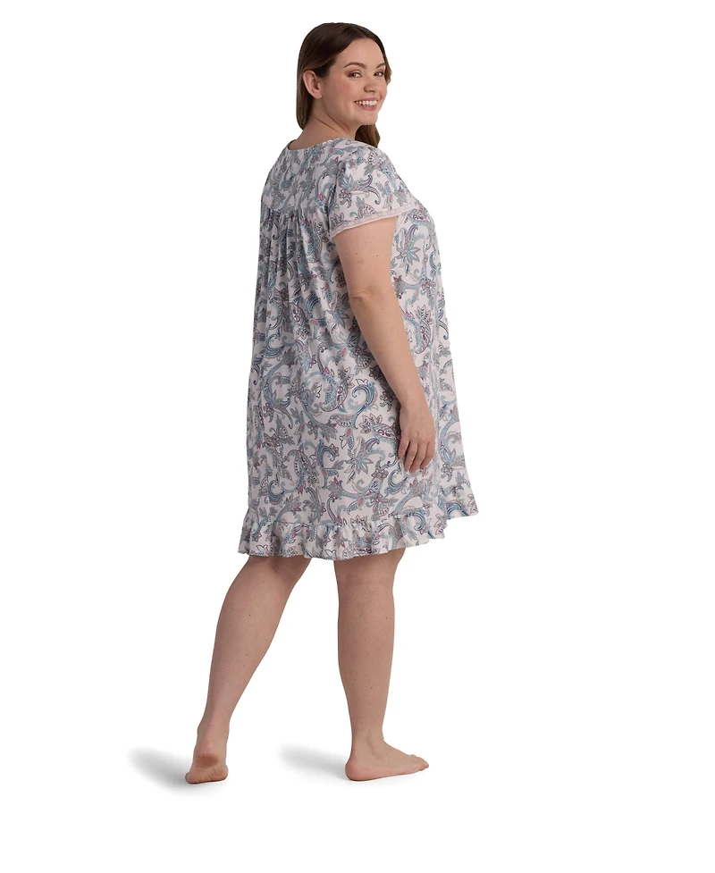 Miss Elaine Plus Short Sleeve Printed Night Dress