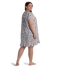 Miss Elaine Plus Short Sleeve Printed Night Dress