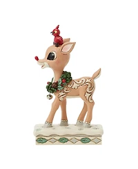 Jim Shore Woodland Rudolph with Red Bird Figurine
