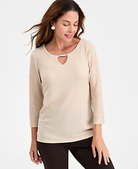 Jm Collection Women's Floral Shine Party Jacquard Top, Macy's Exclusive