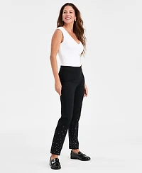 Jm Collection Women's Rhinestone Pearl Embellished Pull-On Cambridge Pants, Macy's Exclusive