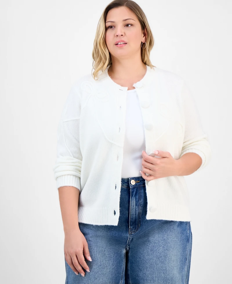 And Now This Trendy Plus Bow Soutache Cardigan, Macy's Exclusive