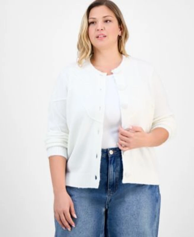 Now This Womens Bow Embroidered Cropped Cardigan Macys Exclusive