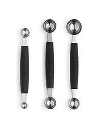 Cat Cora Cutlery-Pro 3-Piece Dual Blades Millimeter Soft-Grip Handle Melon Baller Set
