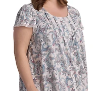 Miss Elaine Plus Short Sleeve Printed Night Dress