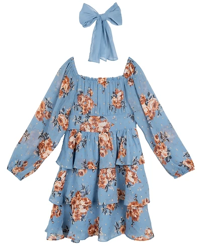 Rare Editions Big Girls 2-Piece Chiffon Bow and Dress Set